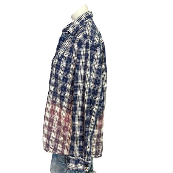 60s Rock Festival Plaid Flannel Shirt Shacket MEDIUM Oversize One of Kind Purple - Picture 3 of 6